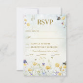 Boho Wildflower Rustic Green Wedding RSVP Card (Vorderseite)