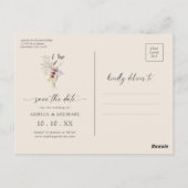 Boho Wildflower Save The Date Postkarte (Rückseite)
