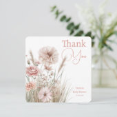 Boho Wildflower Thank You Card Dankeskarte (Stehend Vorderseite)