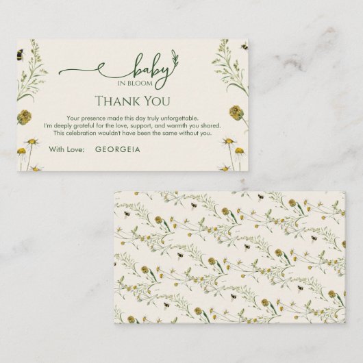 Boho Wildflower Thank You Enclosure Card  Begleitkarte (Vorne/Hinten)