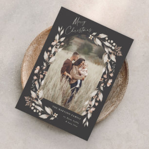 Boho-Wildflower-Torbogen-Foto-Weihnachten Feiertagskarte