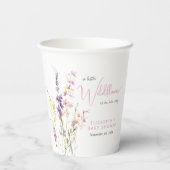 Boho Wildflower Watercolor Baby Shower Pappbecher (Rückseite)