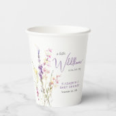 Boho Wildflower Watercolor Baby Shower Pappbecher (Rückseite)