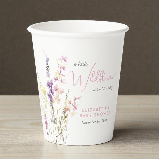 Boho Wildflower Watercolor Baby Shower Pappbecher