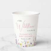 Boho Wildflower Watercolor Baby Shower Pappbecher (Rückseite)