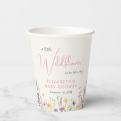 Boho Wildflower Watercolor Baby Shower Pappbecher (Rückseite)