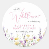 Boho Wildflower Watercolor Baby Shower Runder Aufkleber (Vorderseite)