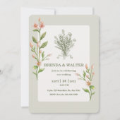 Boho Wildflower Watercolor Botanical Sage Wedding  Einladung (Vorderseite)