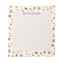 Boho Wildflower Watercolor Named Cream Blush Notizblock