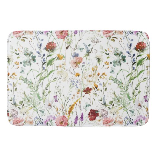 Boho Wildflower Watercolor Spring  Flower Badematte (Vorderseite)