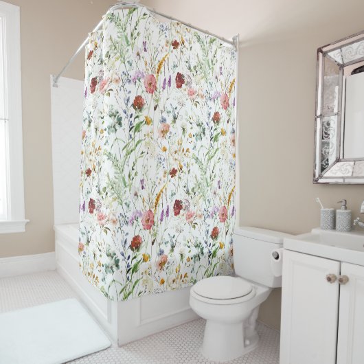 Boho Wildflower Watercolor Spring  Flower Duschvorhang (Beispiel)