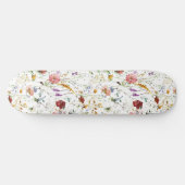 Boho Wildflower Watercolor Spring  Flower Skateboard (Horizontal)