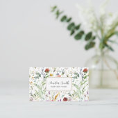 Boho Wildflower Watercolor Spring  Flower Visitenkarte (Stehend Vorderseite)