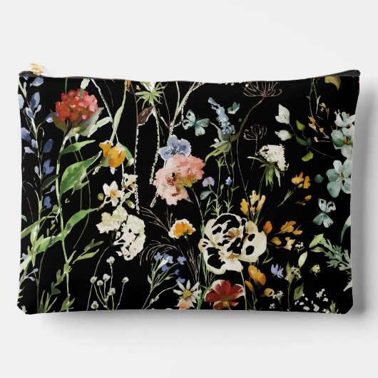 Boho Wildflower Watercolor Spring  Flower Zubehörtasche (Vorderseite)