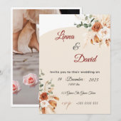 Boho Wildflower Wedding Invitation Einladung (Vorne/Hinten)