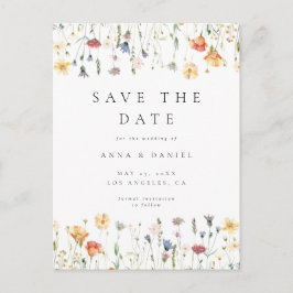 Boho Wildflower Wedding Save the Date Postcard Einladungspostkarte