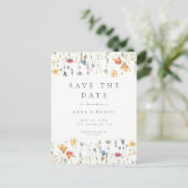 Boho Wildflower Wedding Save the Date Postcard Einladungspostkarte (Stehend Vorderseite)