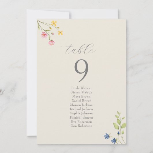 Boho Wildflower Wedding Seating Chart (Rückseite)