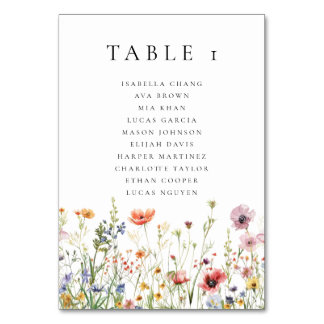 Boho Wildflower Wedding Table Number Tischnummer