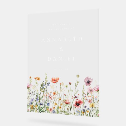 Boho Wildflower Wedding Welcome Acrylschild (Winkel)