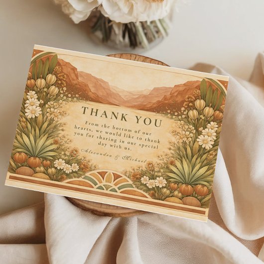 Boho-Wildflower-Wüstenhochzeit Dankeskarte