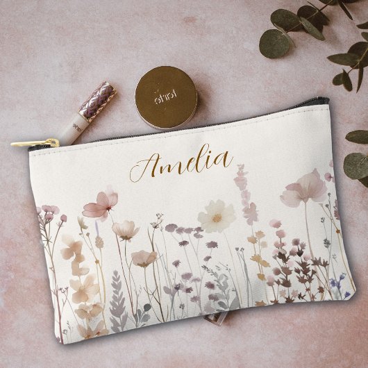 Boho Wildflowers Bridesmaid Makeup Cosmetic Zubehörtasche