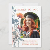 Boho Wildflowers Bunch Photo Modern Arch Graduate Dankeskarte (Vorderseite)