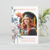 Boho Wildflowers Bunch Photo Modern Arch Graduate Dankeskarte (Stehend Vorderseite)