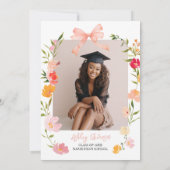 Boho Wildflowers Coquette Bow Foto Abschluss Einladung (Rückseite)