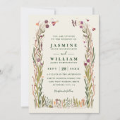 Boho Wildflowers Mushroom Magic QR Code Wedding Einladung (Vorderseite)