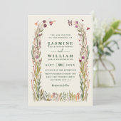 Boho Wildflowers Mushroom Magic QR Code Wedding Einladung (Stehend Vorderseite)