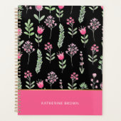 Boho Wildflowers Pink Elegant Trendy Girly  Planer (Vorderseite)