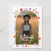 Boho wildflowers Spring Garden photos graduation Einladung (Vorderseite)