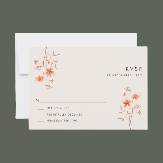 Boho Wildlfower Rustic Outdoor Wedding RSVP Karte