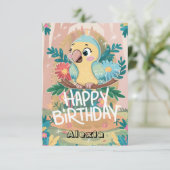 Boho will Parrot Digital Geburtstag Karte (Stehend Vorderseite)