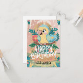 Boho will Parrot Digital Geburtstag Karte (Vorderseite/Rückseite Beispiel)