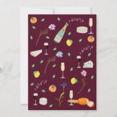 Boho Wine and Käse Engagement Party Einladung (Rückseite)