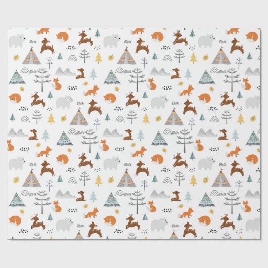 Boho Winter Animals | Weihnachten Geschenkpapier (Flach)