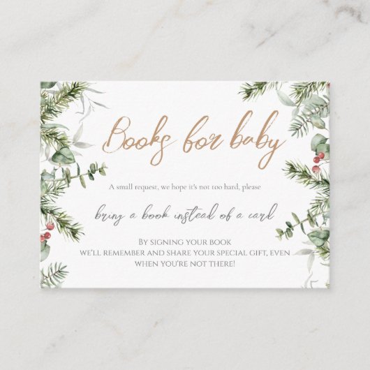 Boho Winter Baby Dusche | Bücher für Babyanfragen Begleitkarte (Vorderseite)