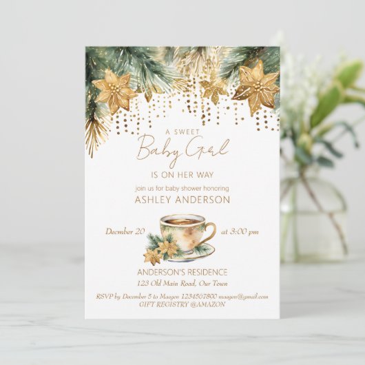 Boho Winter Baby Dusche Tee Party Vorlage (Stehend Vorderseite)