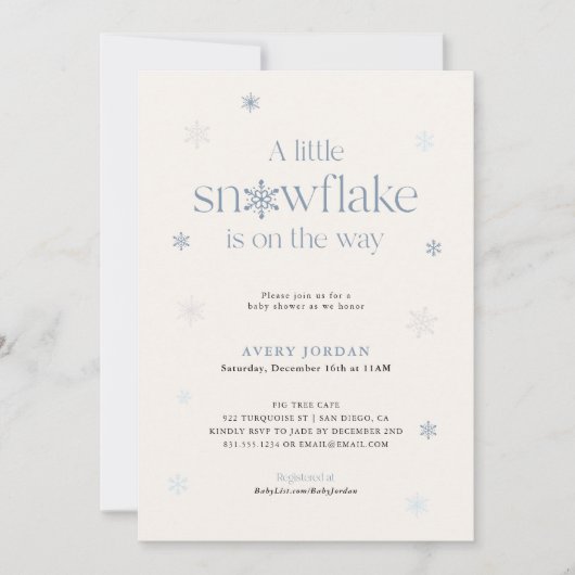Boho Winter Baby Shower | Snowflake Wonderland Einladung (Vorderseite)