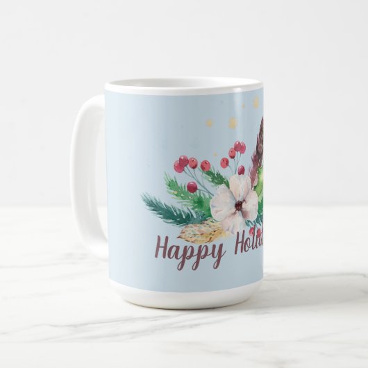 Boho Winter Bouquet individuell anpassbar Kaffeetasse (Vorderseite Links)