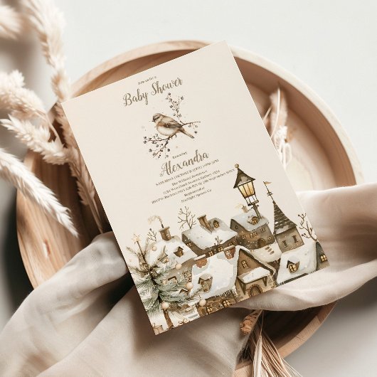 Boho Winter Christmas Baby Shower Einladung
