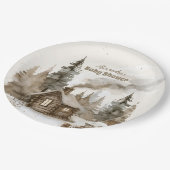 Boho Winter Christmas Baby Shower Pappteller (Schrägansicht)