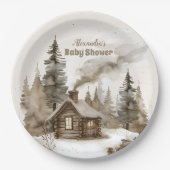 Boho Winter Christmas Baby Shower Pappteller (Vorderseite)