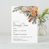 Boho Winter citrus trocken orange Probe Abendessen Einladung (Stehend Vorderseite)