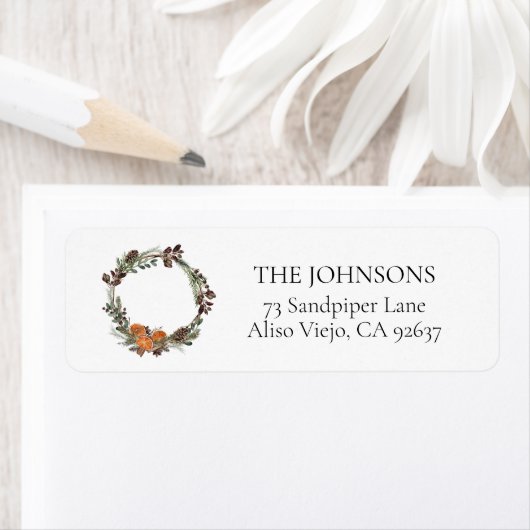 Boho Winter Citrus Wreath Rücksendeadresse (Insitu)