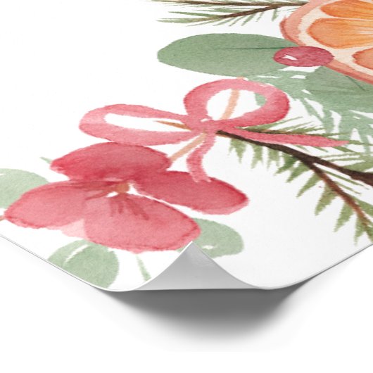 Boho Winter Dried Citrus Floral Bridal Empfang Poster (Ecke)