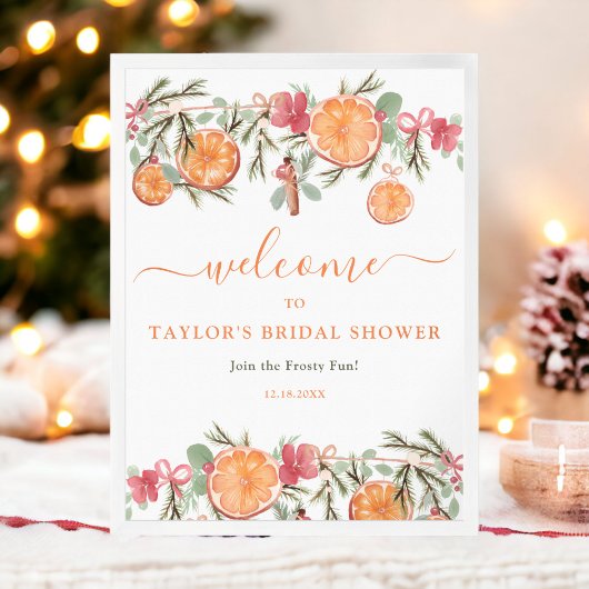 Boho Winter Dried Citrus Floral Bridal Empfang Poster