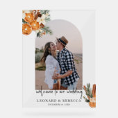 Boho winter Floral Wedding Foto Akryllisches Zeich Acrylschild (Vorderseite)